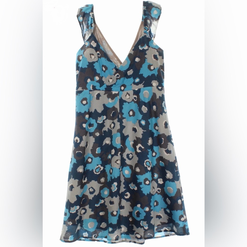 Patagonia Badoo Dress 100% Organic Cotton Blue & Gray Floral Sz Sm Lightweight